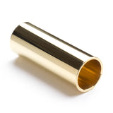 A brass slide for guitar on a white background
