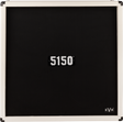 The image shows a rectangular guitar speaker cabinet with a white/cream frame and black grille cloth. It features metal corner protectors, the "5150" model label centered, and the "EVH" logo in the bottom right, indicating it’s an Eddie Van Halen brand. The 5150 series is known for rock and metal guitar amplification, designed for durability during transport and live use.