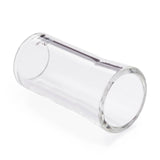 A clear flare glass guitar slide with Dunlop branding on a white background