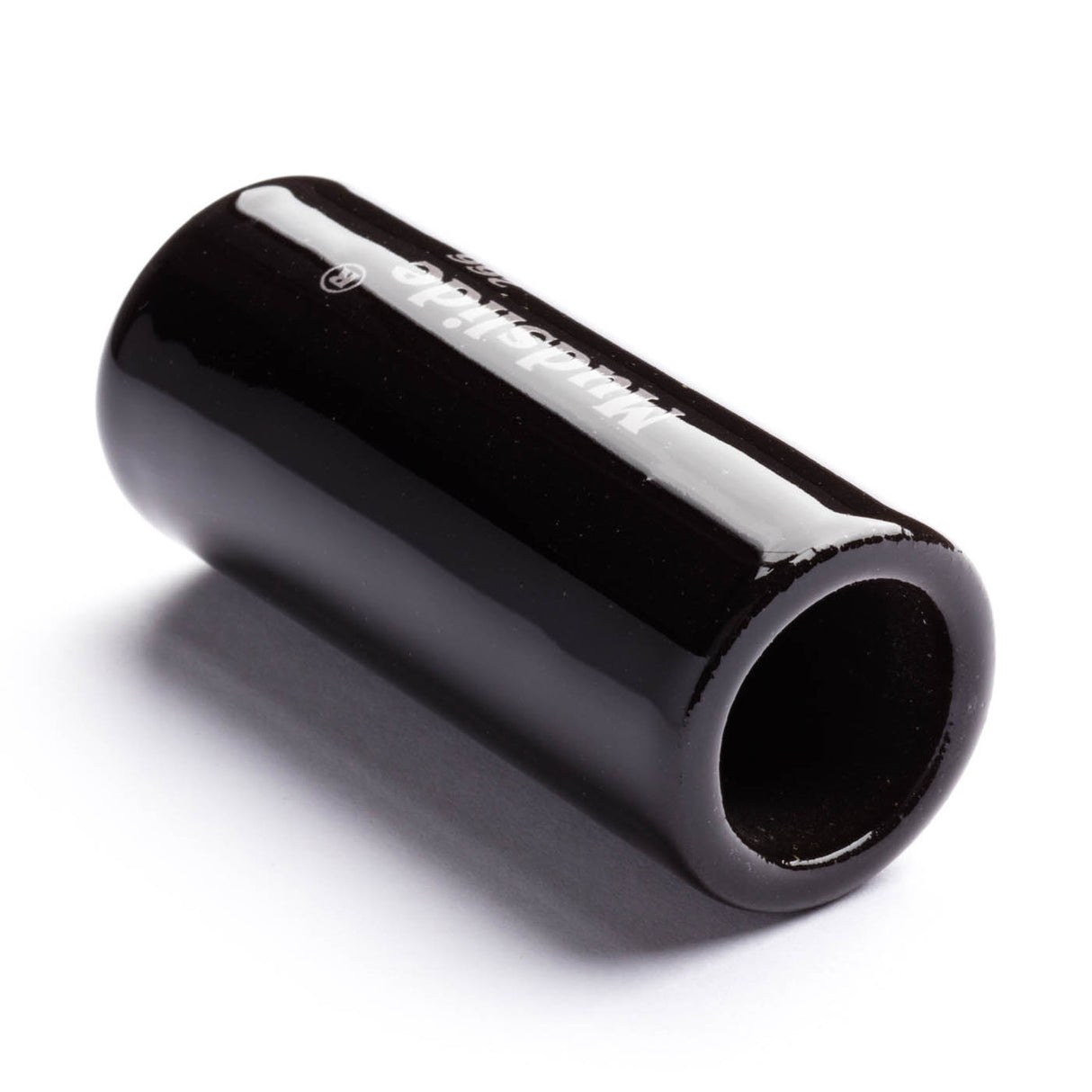 Black guitar slide with 'Mudslide' branding  on a white background