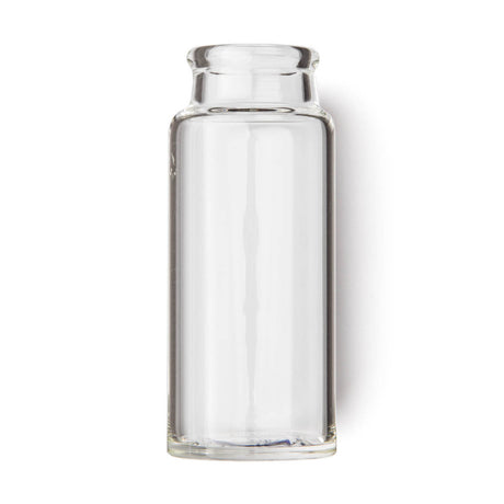 Clear glass bottle guitar slide on a white background