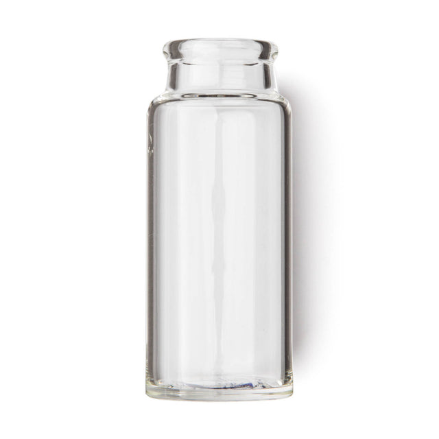 Clear glass bottle guitar slide on a white background