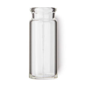Clear glass bottle guitar slide on a white background
