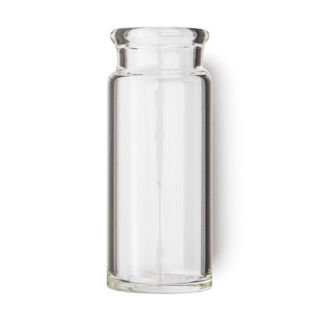 Clear glass bottle guitar slide on a white background