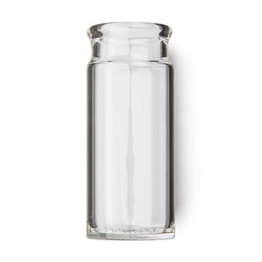 Clear glass bottle guitar slide on a white background