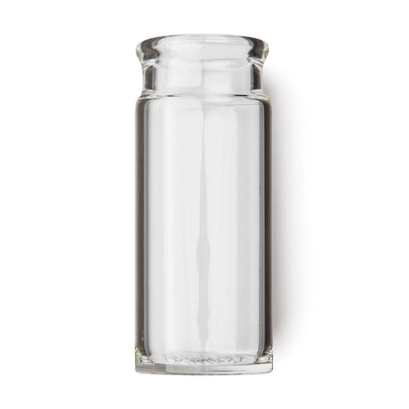 Clear glass bottle guitar slide on a white background