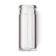 A clear glass bottle guitar slide on a white background