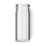 A clear glass bottle guitar slide on a white background