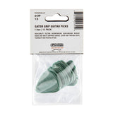 Pack of Dunlop Gator Grip guitar picks with packaging on a white background