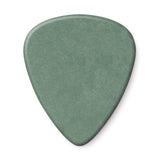 Green guitar pick on a white background