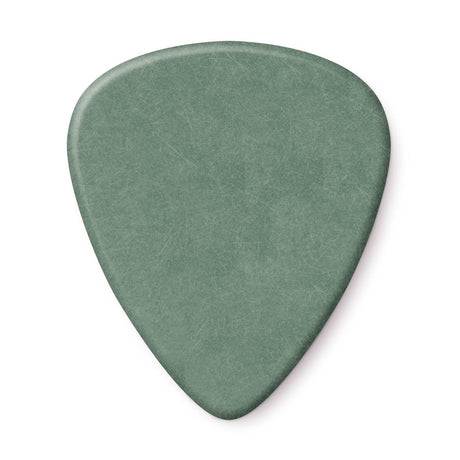 Green guitar pick on a white background