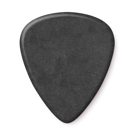 Black guitar pick on a white background