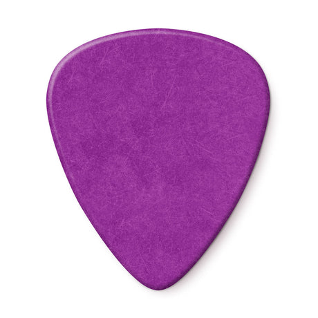 Purple guitar pick on a white background