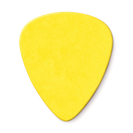 Yellow guitar pick on a white background
