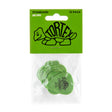 Pack of green guitar picks with Dunlop Tortex branding on a white background