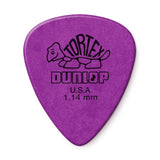 Purple guitar pick with Dunlop branding on a white background