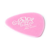 A pink 'Dunlop' branded guitar pick with a turtle design on a white background