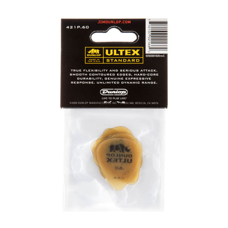 Guitar picks in packaging with Dunlop branding on a white background