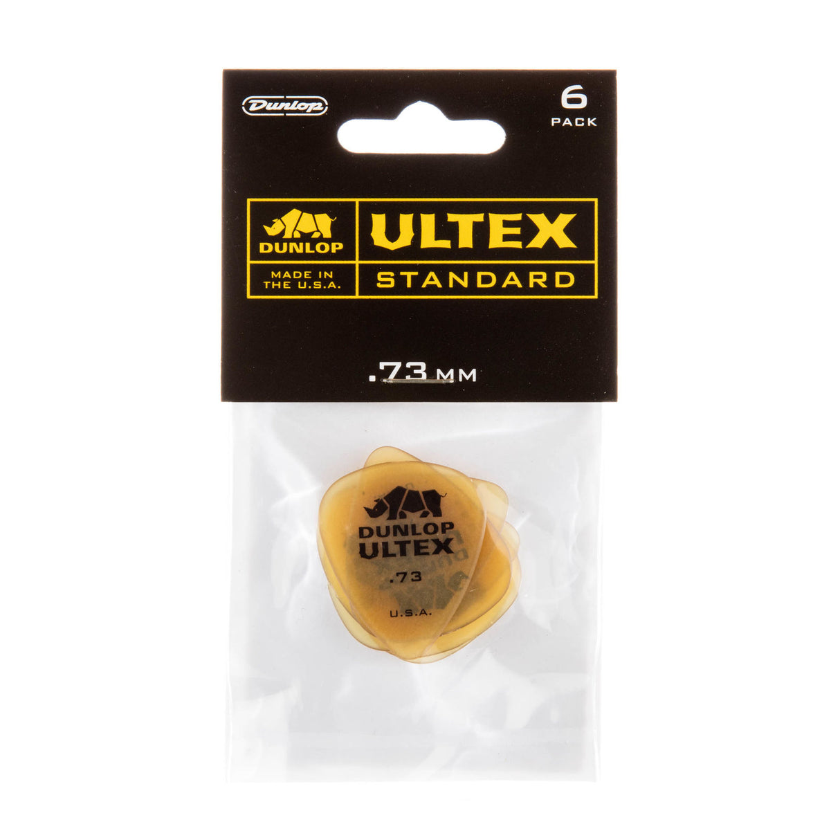 Dunlop Ultex Standard guitar pick packaging with a clear window showing the picks inside.