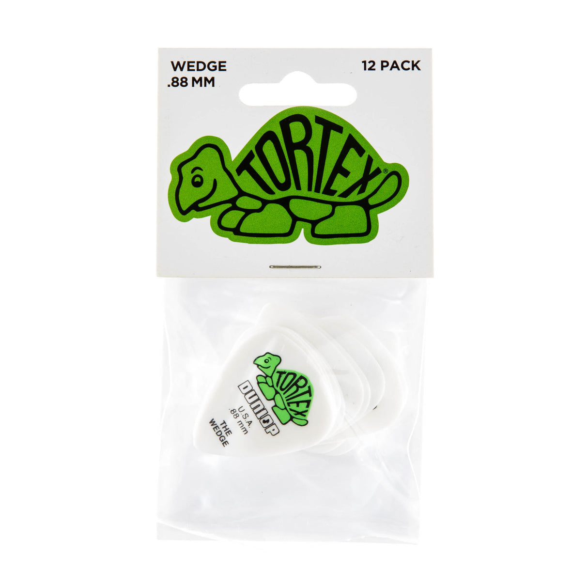 Pack of Tortex guitar picks with a green turtle design on a white background