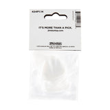 Packaged Dunlop guitar pick with branding and product details on a white background
