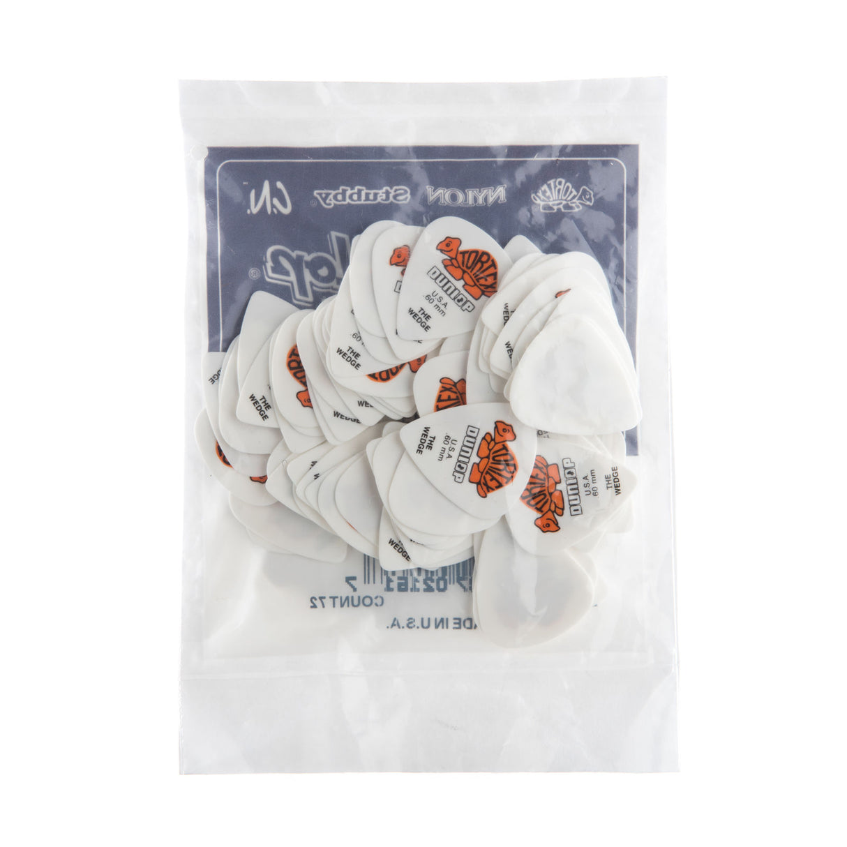 Pack of guitar picks with the Jim Dunlop brand name on a white background