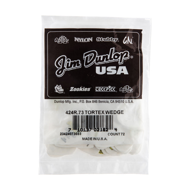 Pack of Jim Dunlop guitar picks with brand label on a white background