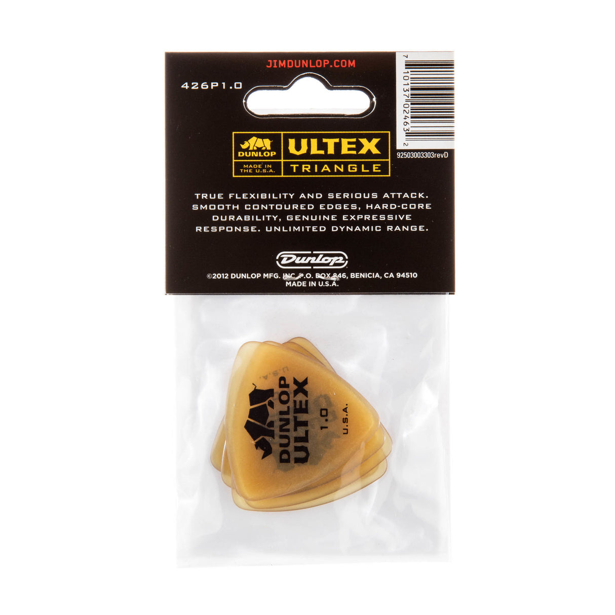 Dunlop Ultex Triangle guitar picks in packaging with brand label