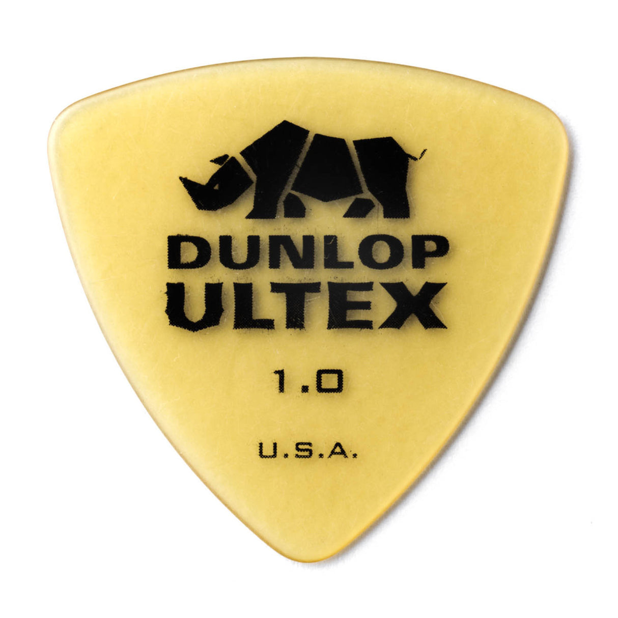 Dunlop Ultex guitar pick with rhino logo on a white background