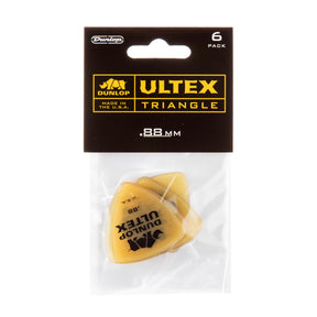 Pack of Dunlop Ultex Triangle guitar picks with clear plastic packaging on a white background