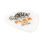 Guitar pick with 'Vortex Flex' branding on a white background