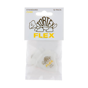 Pack of Jim Dunlop Tortex Flex guitar picks with brand logo on a white background