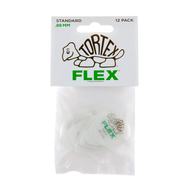 Package of Tortex Flex guitar picks with visible branding on a white background