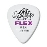 White guitar pick with Tortex Flex branding on a white background