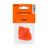 Packaged guitar picks with orange packaging featuring Jim Dunlop branding.