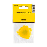 Packaged Dunlop guitar picks with yellow cover on a white background