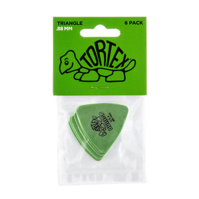 Pack of green guitar picks with Tortex branding on a white background