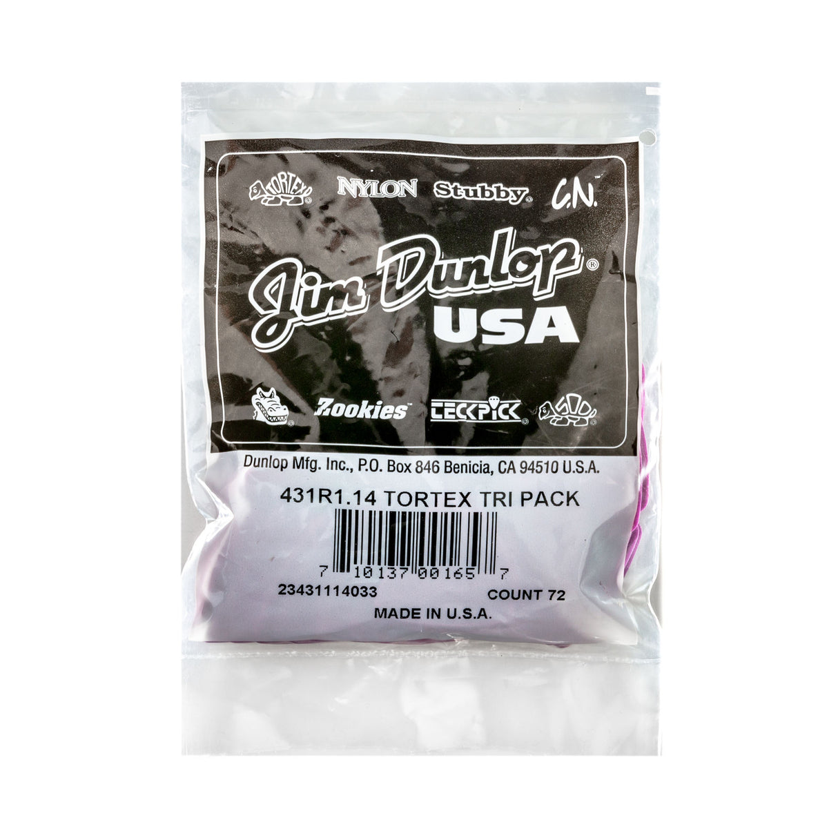 Packaged guitar picks with Jim Dunlop branding on a white background