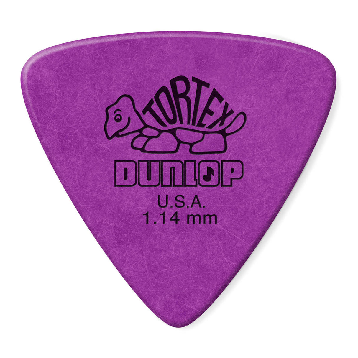 Purple guitar pick with Dunlop branding on a white background