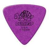 Purple guitar pick with Dunlop branding on a white background