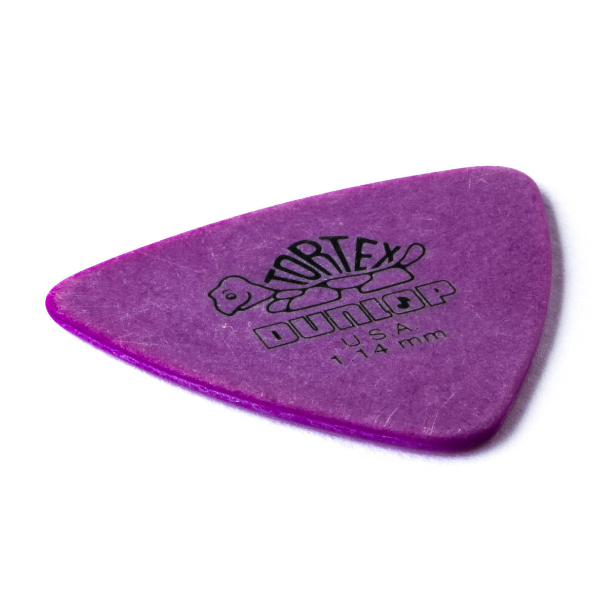 Purple guitar pick with Dunlop branding on a white background