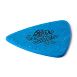 Blue guitar pick with 'Dunlop' branding on a white background
