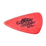 Red guitar pick with Dunlop branding on a white background