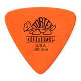 Orange guitar pick with Dunlop branding on a white background