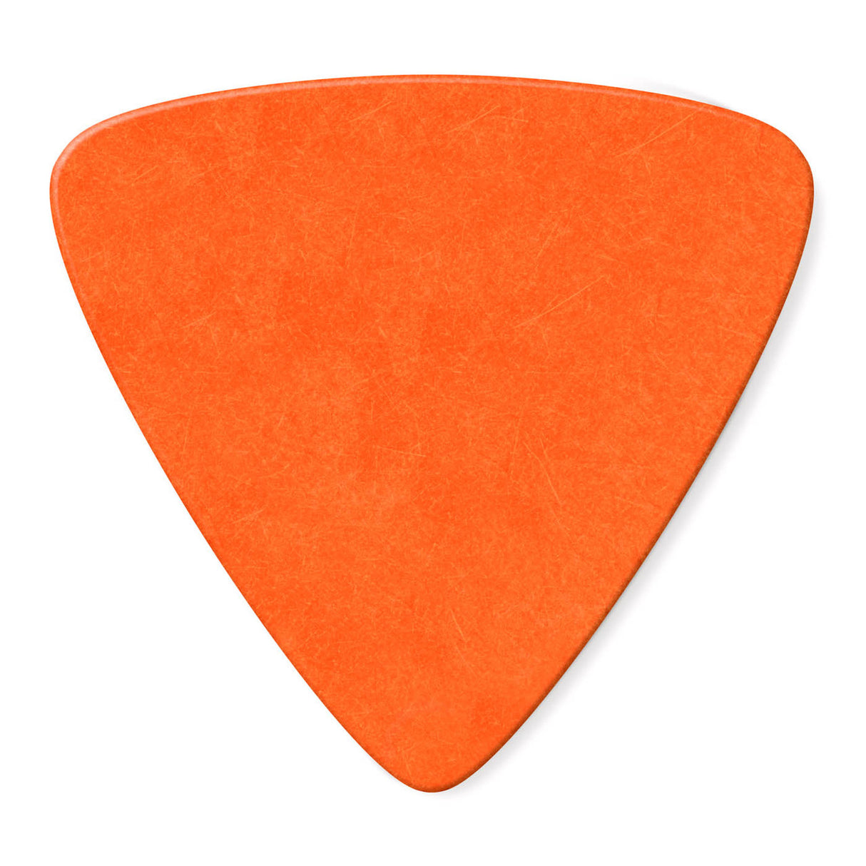 Orange guitar pick on a white background
