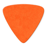 Orange guitar pick on a white background