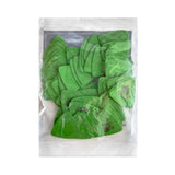 Pack of green guitar picks with a clear plastic bag on a white background