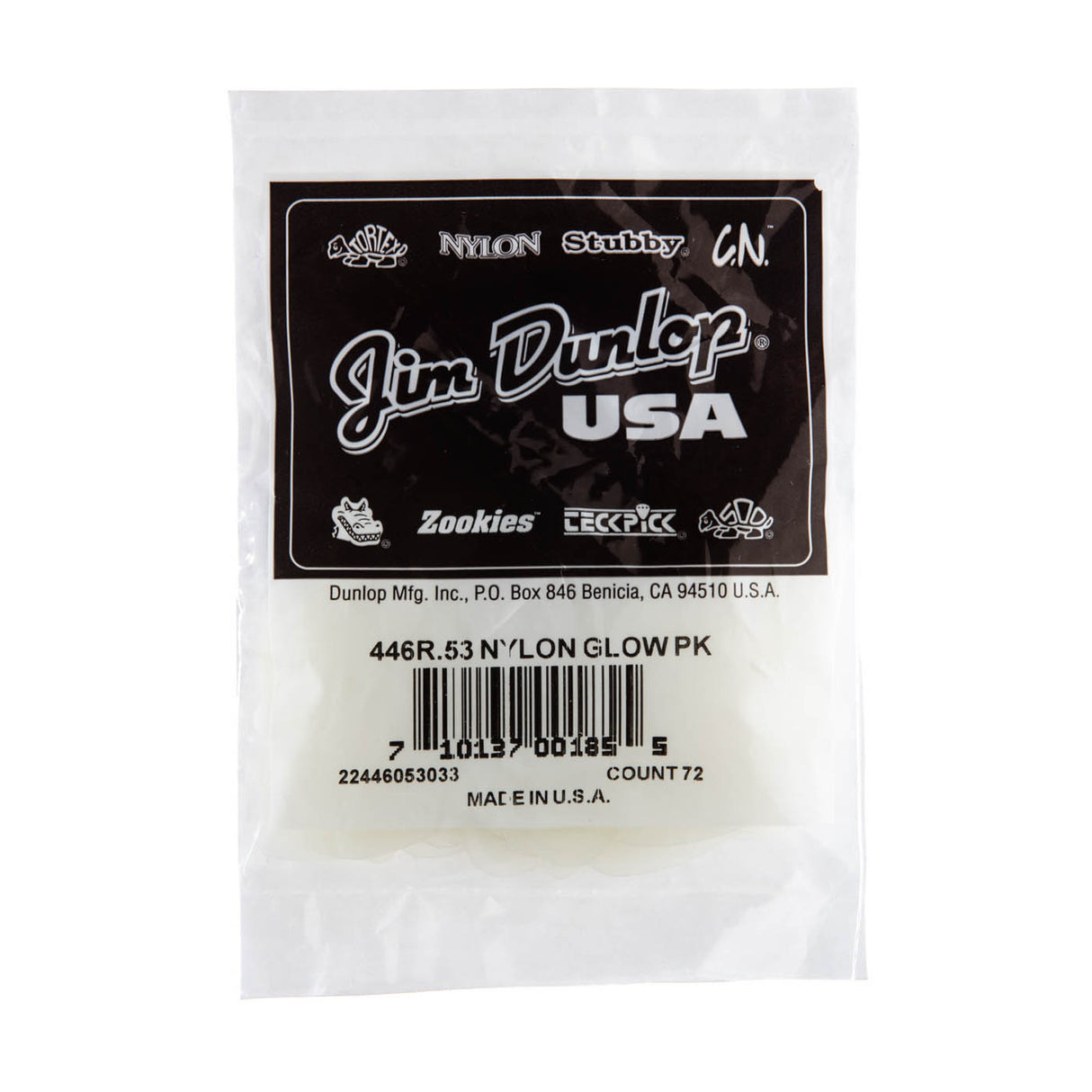 Packaged guitar picks with Jim Dunlop branding on a white background