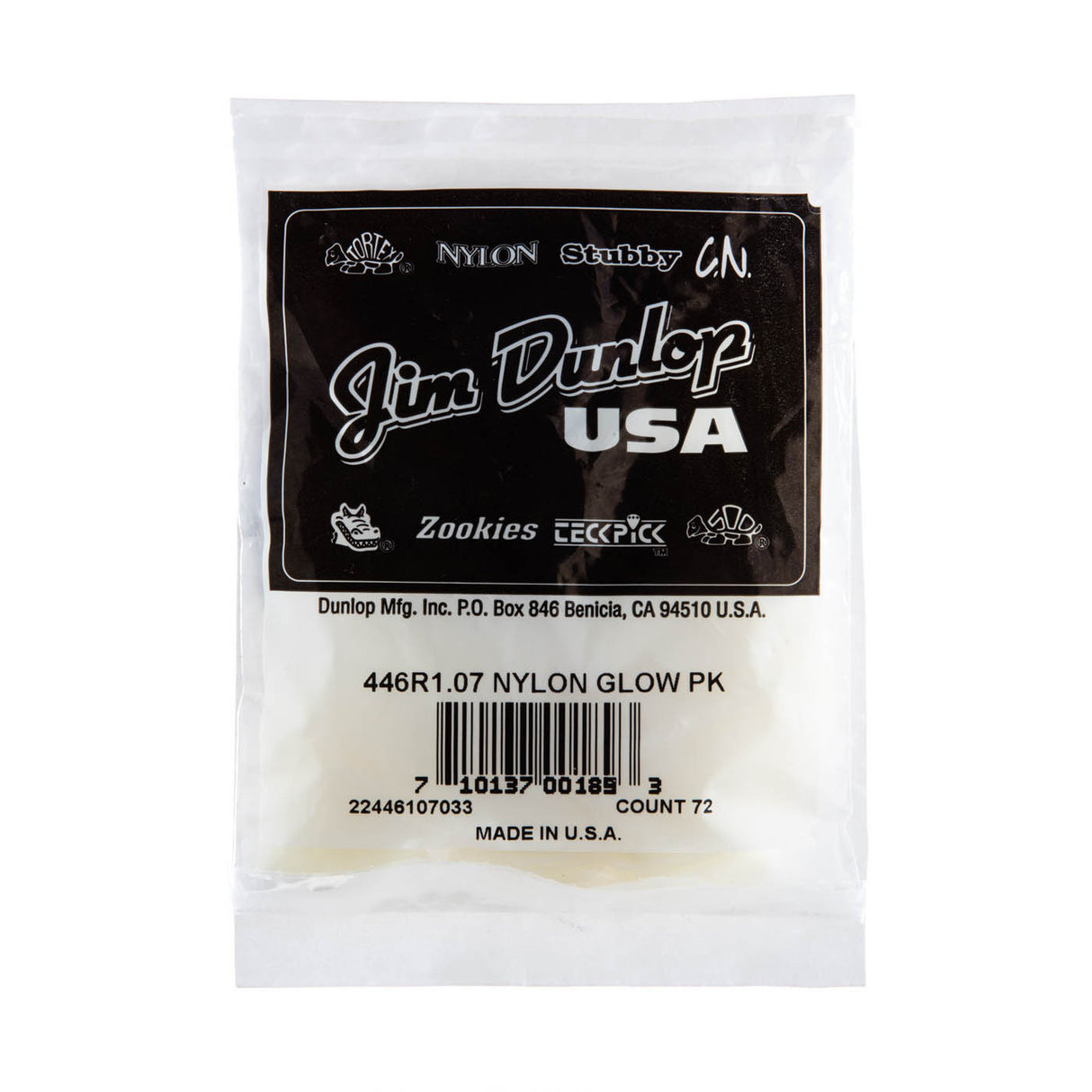 Packaged guitar picks with Jim Dunlop branding on a white background