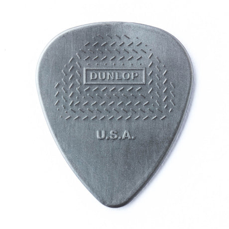 A gray guitar pick with Dunlop USA branding on a white background